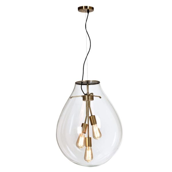 BRASS PENDANT WITH CLEAR GLASS METRO MENLYN